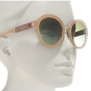 Tory Burch Crystal on Raffia Sunglasses (New)